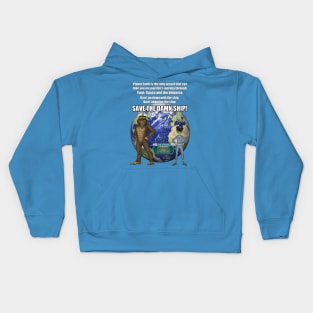 Bigfoot & Little Green Man Save the Ship Kids Hoodie